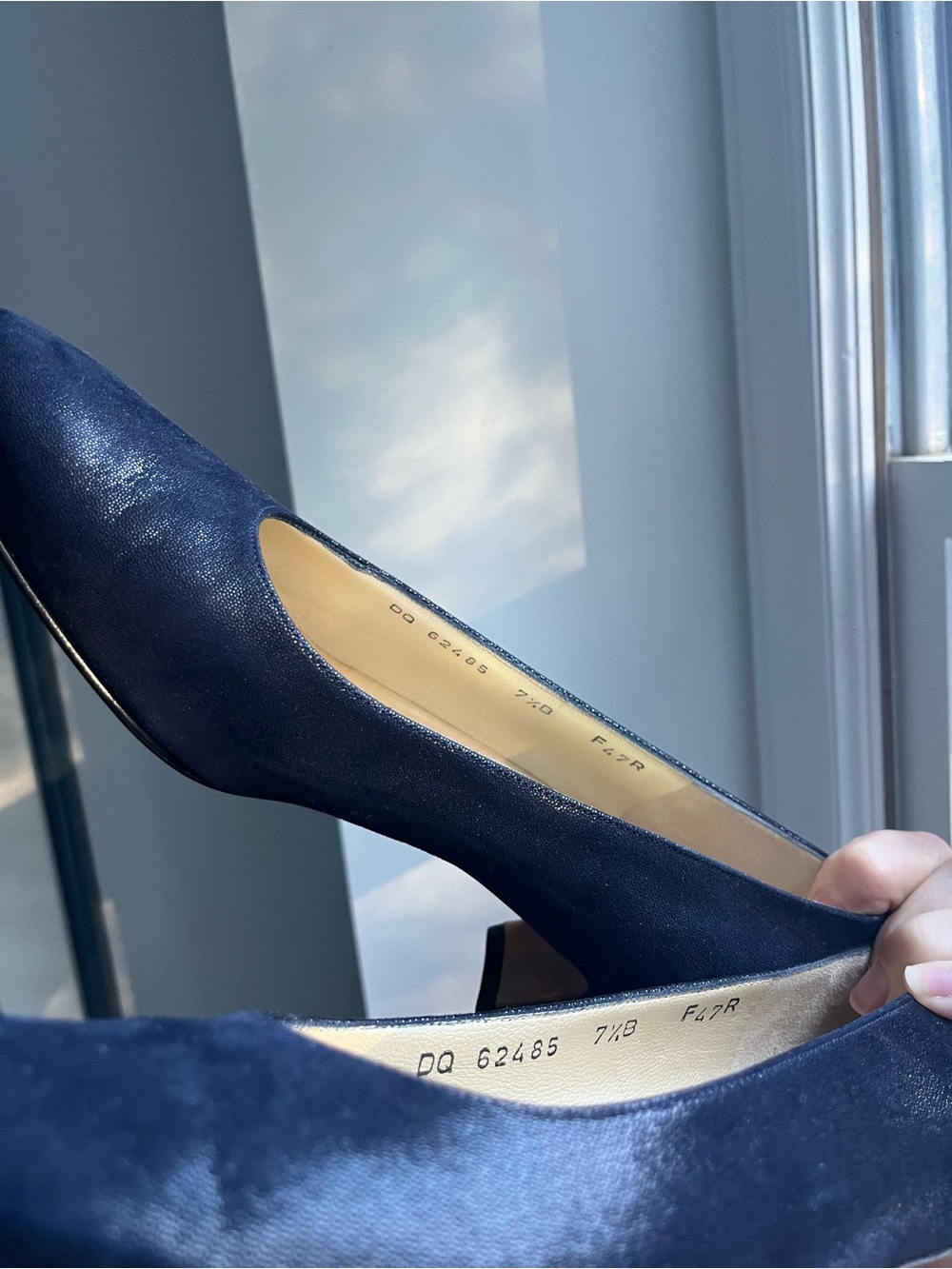 Salvatore Ferragamo Blue Satiny Heels - Picture 6 of 6